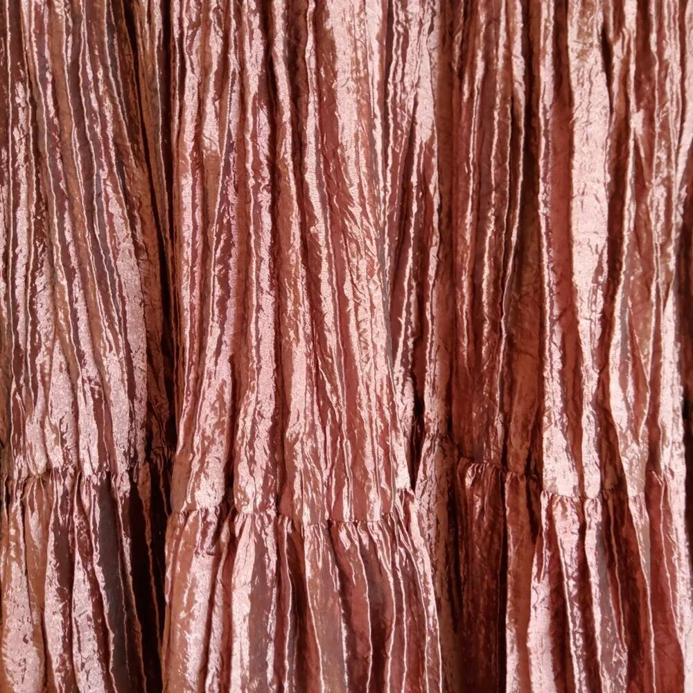 Sedona Clothing Co Vintage Y2k Broomstick Metallic Copper Tiered Western Skirt - Picture 2 of 5